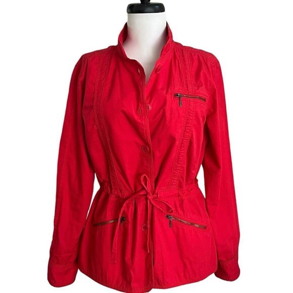 LL Bean Lightweight Jacket M Cinch Waist Preppy Casual Nautical Parka Coastal - Picture 1 of 13